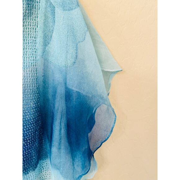 Style & Co Women's Teal Floral Blouse Sheer Front Netting Back Tank Top Size XXL - Picture 8 of 10